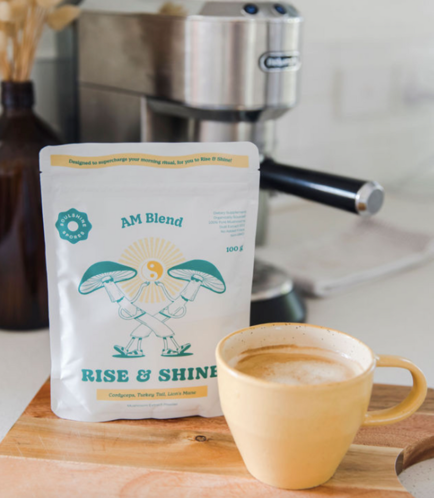Morning supercharged Coffee with organic functional mushroom blends