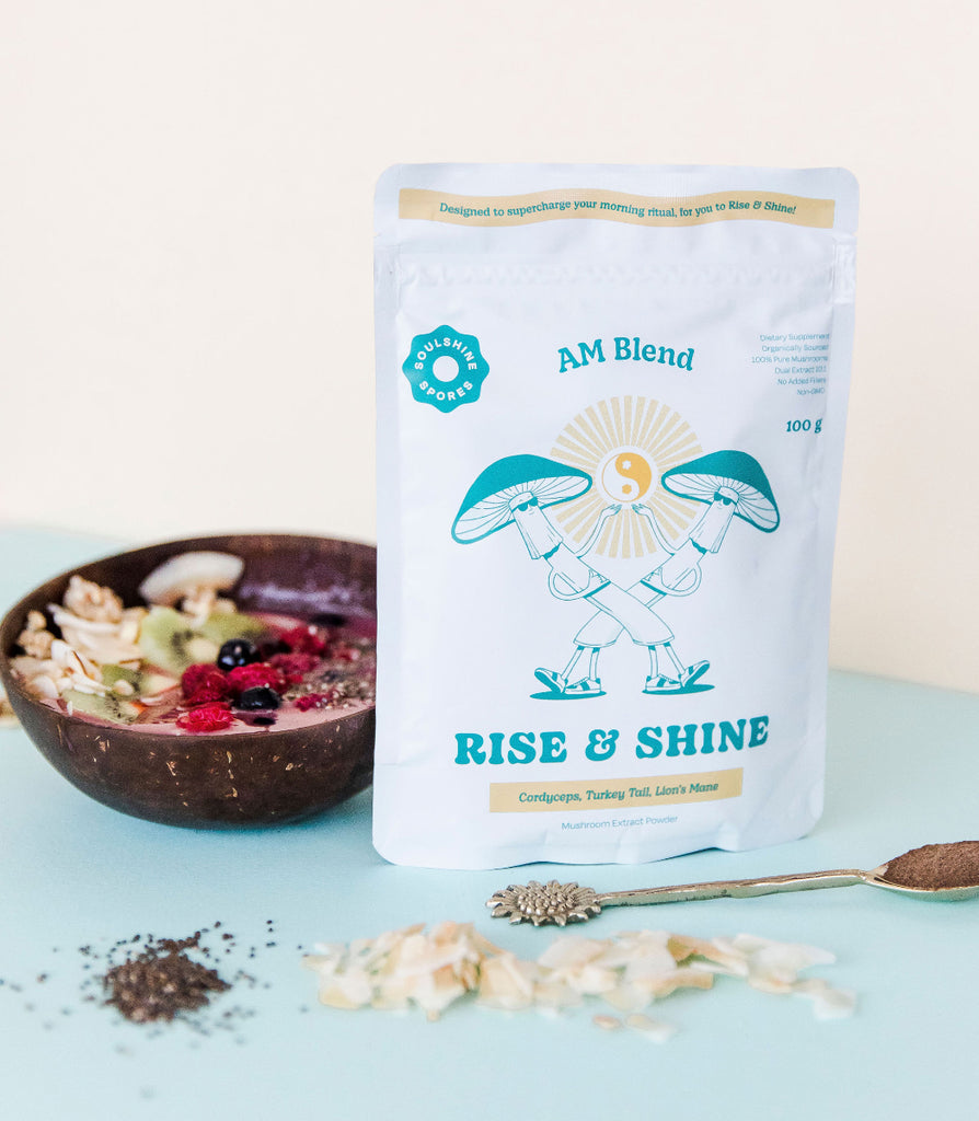 Healthy diet with all natural Rise & Shine Mushroom blends